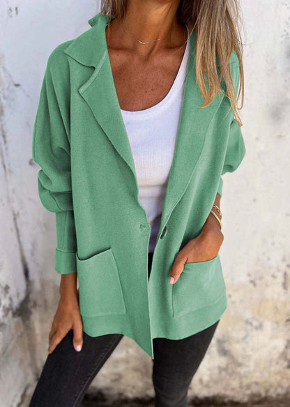 Khaki Peter Pan Collar Pockets Coats Fall