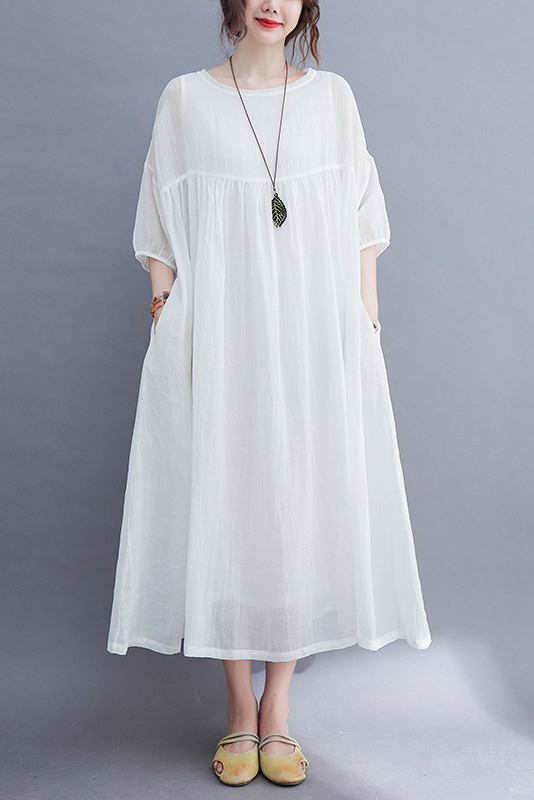Summer Loose Double Pleated Dress Holiday Style Dress