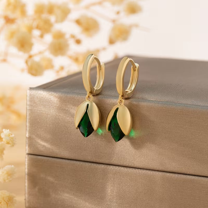 Green Teardrop Earrings