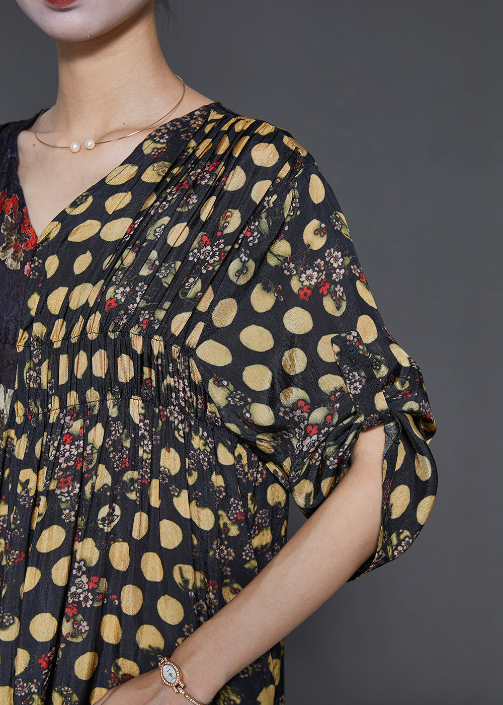 Black Asymmetrical Print Silk Vacation Dresses Spring