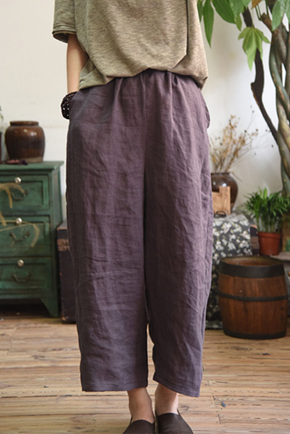 Simple Ramie Wide-leg Pants