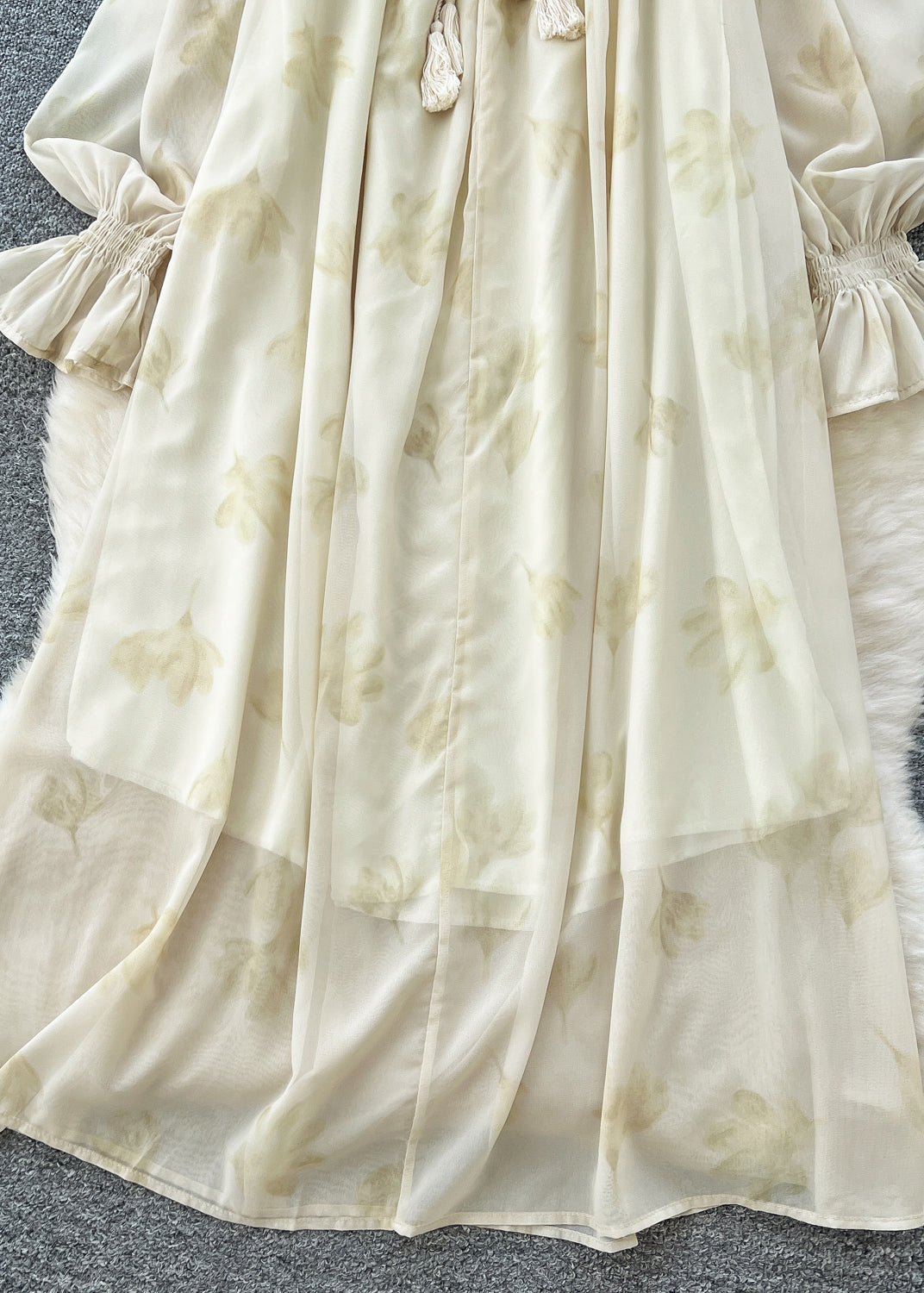 Apricot Cold Shoulder Print Chiffon Cami Dress Summer