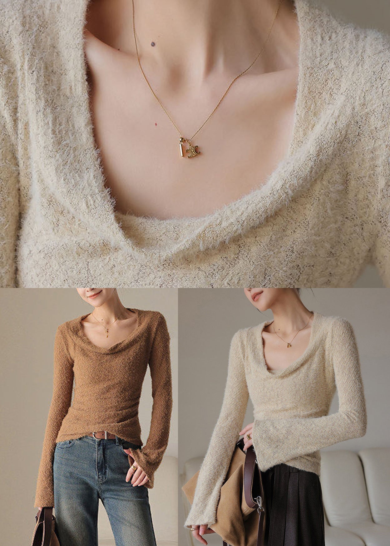 Chocolate Flare Sleeve Patchwork Top