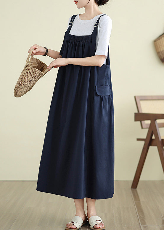 Stylish Navy Exra Large Hem Loose Cami Dress Summer