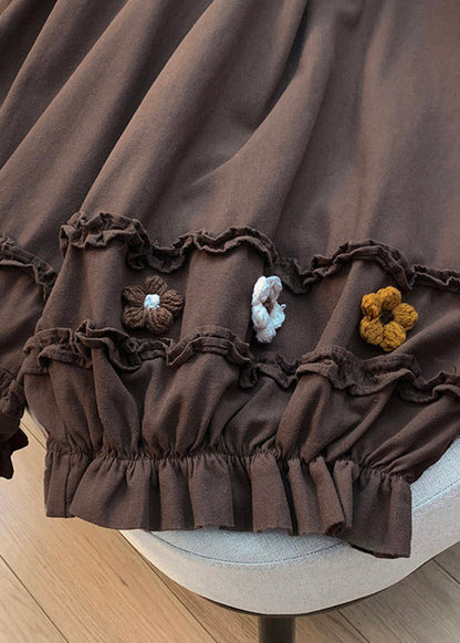 Beige Ruffled Patchwork Wide Leg Pants Summer