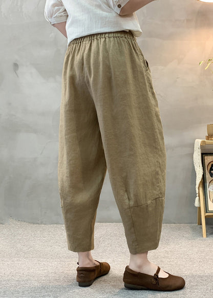 Army Green Oversized Linen Harem Pants Summer