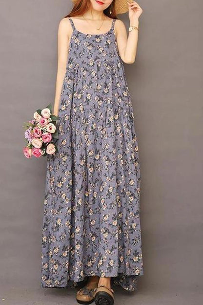 Limited Stock- Summer Printed 100% Cotton Suspender Pinafore Dress