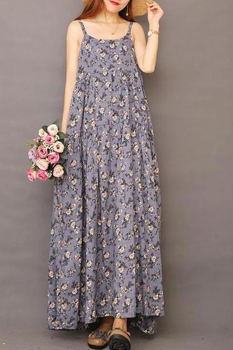 Limited Stock- Summer Printed 100% Cotton Suspender Pinafore Dress