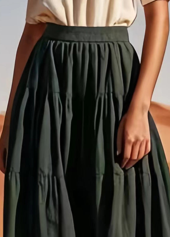 Army Green High Waist Cotton Skirt Summer