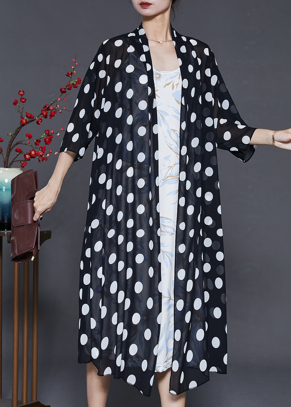 Diy Black Oversized Print Chiffon Upf 50+ Cardigans Summer