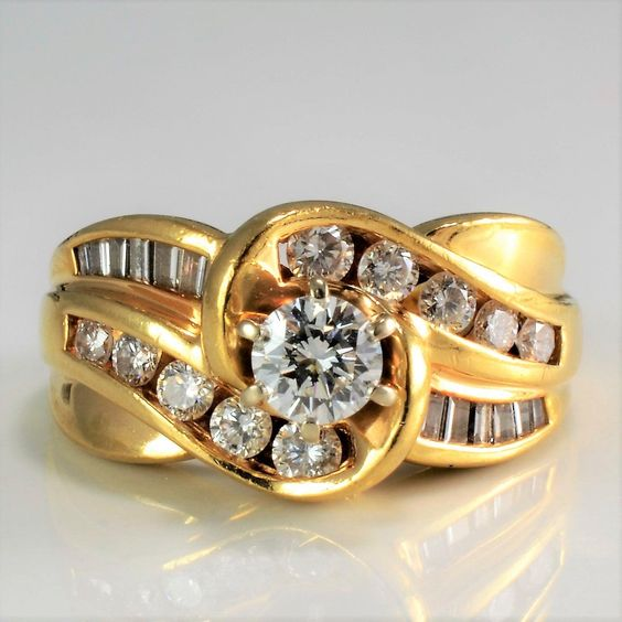 Spiral Zirconia Gold Ring