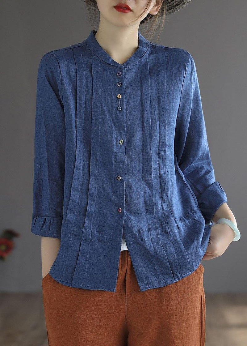 Yellow Button Fall Top Long Sleeve Linen