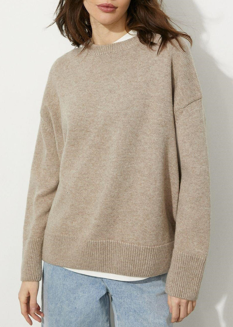 Simple Style Light Blue O Neck Knit Sweater Tops Spring