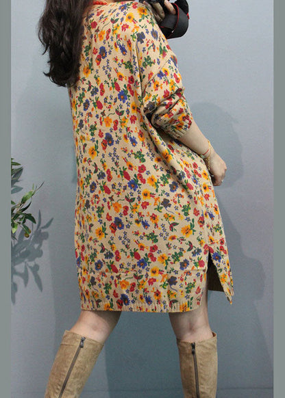 Organic Apricot V Neck Print Button Fall Sweater Cardigans