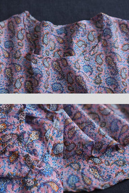 Leaf O Neck Irregular Print Loose T-shirt