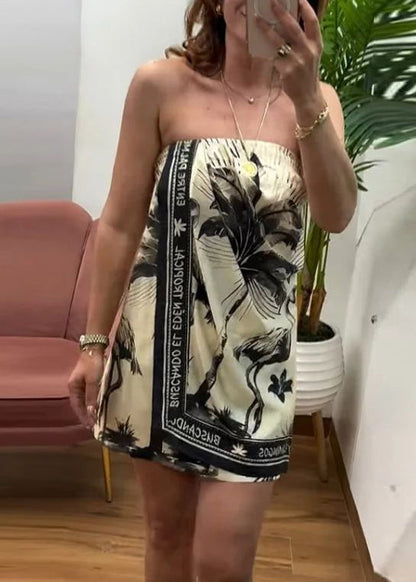 Print Backless Strapless Dress Summer