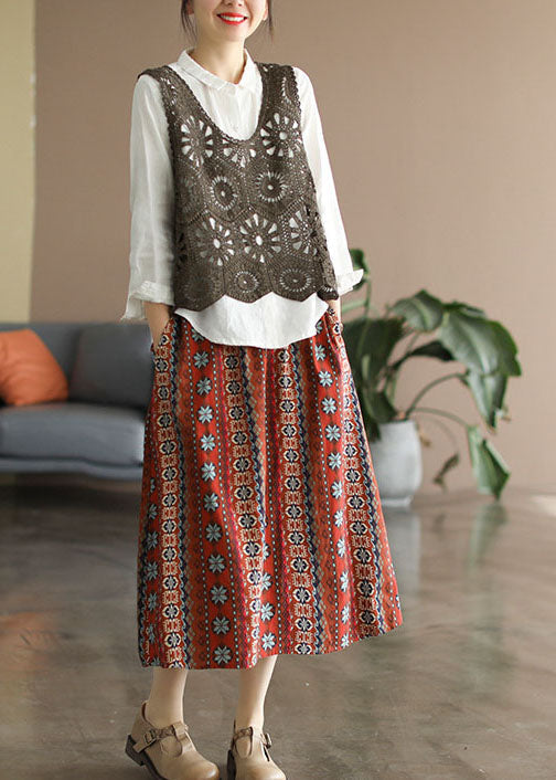 Chocolate Hollow Out Knit Vest Sleeveless