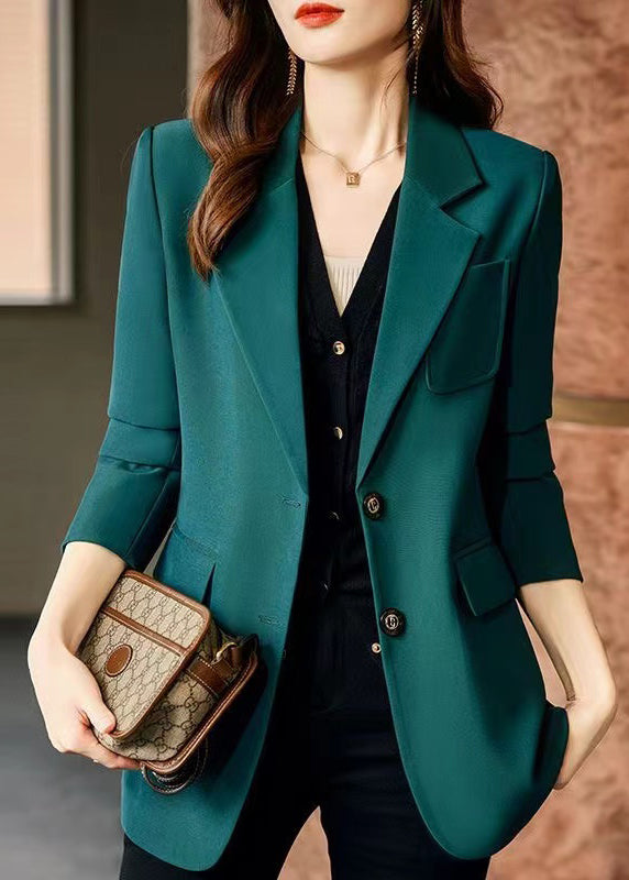 Green Peter Pan Collar Patchwork Cotton Coats Spring