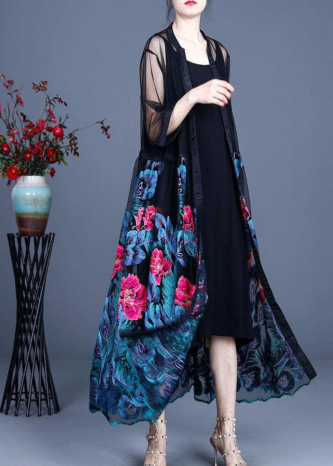 Simple Blue Retro Summer Tulle Vacation Cardigans