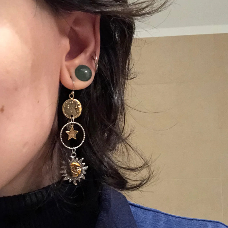 Sun-moon Pendant Earrings