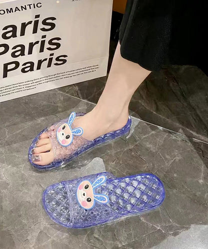Blue Crystal Transparent Flat Bottomed Slippers