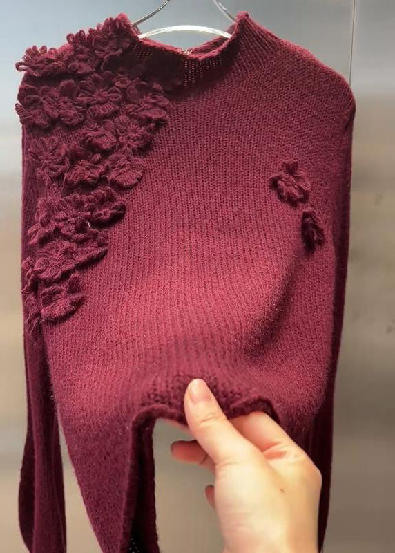 Mulberry Turtleneck Cotton Knit Sweater Tops Spring