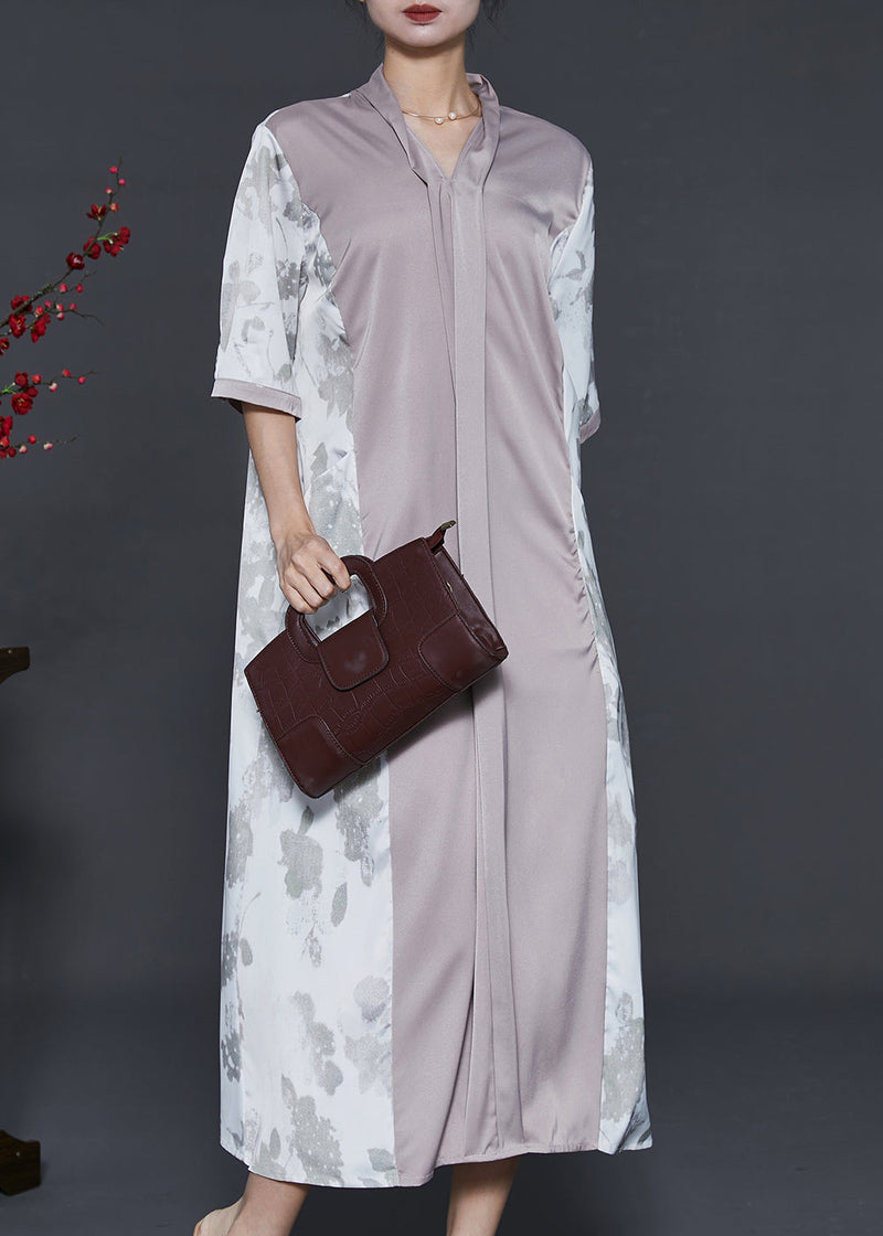 Colorblock Oversized Patchwork Silk Dress Summer