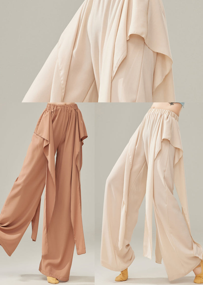 Beige Draping Cotton Dance Pants Fall