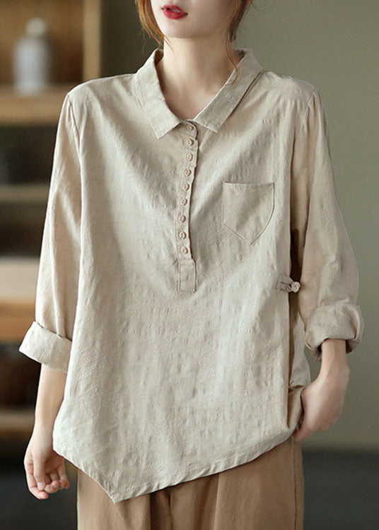 Black Button Asymmetrical Design Fall Shirt Long Sleeve
