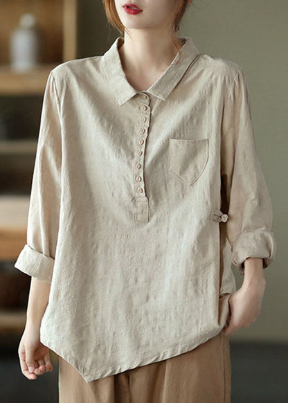 Black Button Asymmetrical Design Fall Shirt Long Sleeve