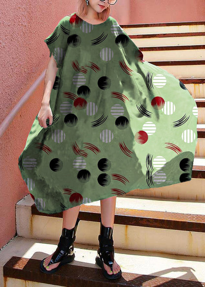 Simple Black Crane Prints Cotton Summer Dress