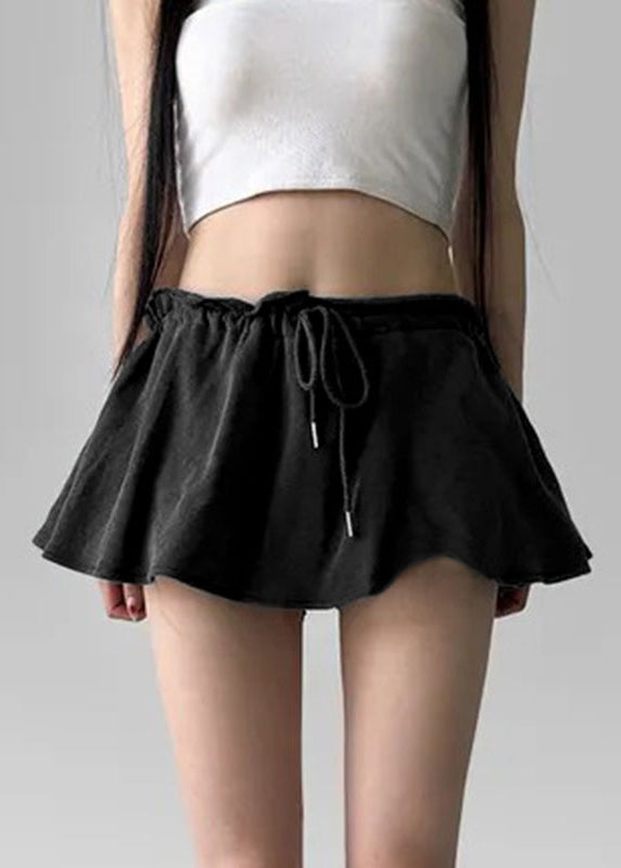 Black Cotton Pants Skirt Elastic Waist Summer