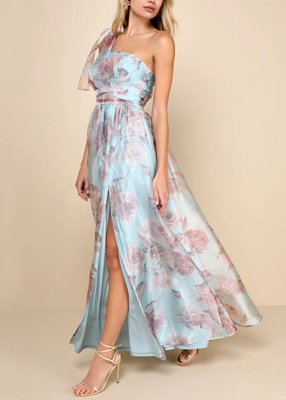 Light Purple Asymmetrical Side Open Chiffon Party Dress Sleeveless