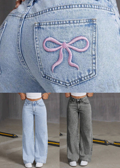 Grey High Waist Wide Leg Denim Pant