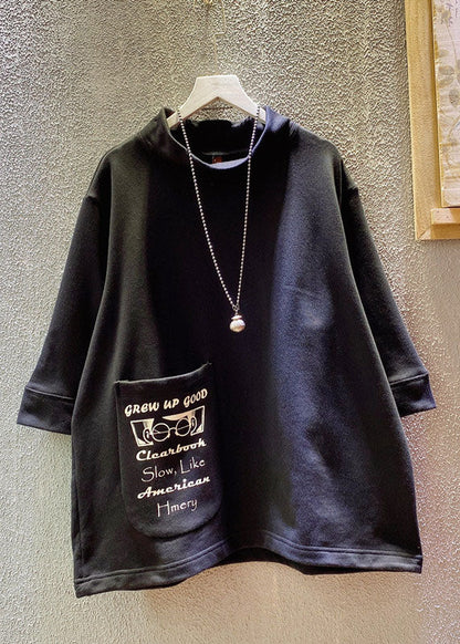 Loose Purple O-neck Graphic Pockets Sweatshirts Summer