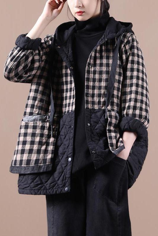 Limited Stock- Winter Plaid Hooded Drawstring Warm Coat