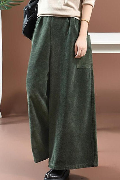 Loose Corduroy Wide Legs Pants