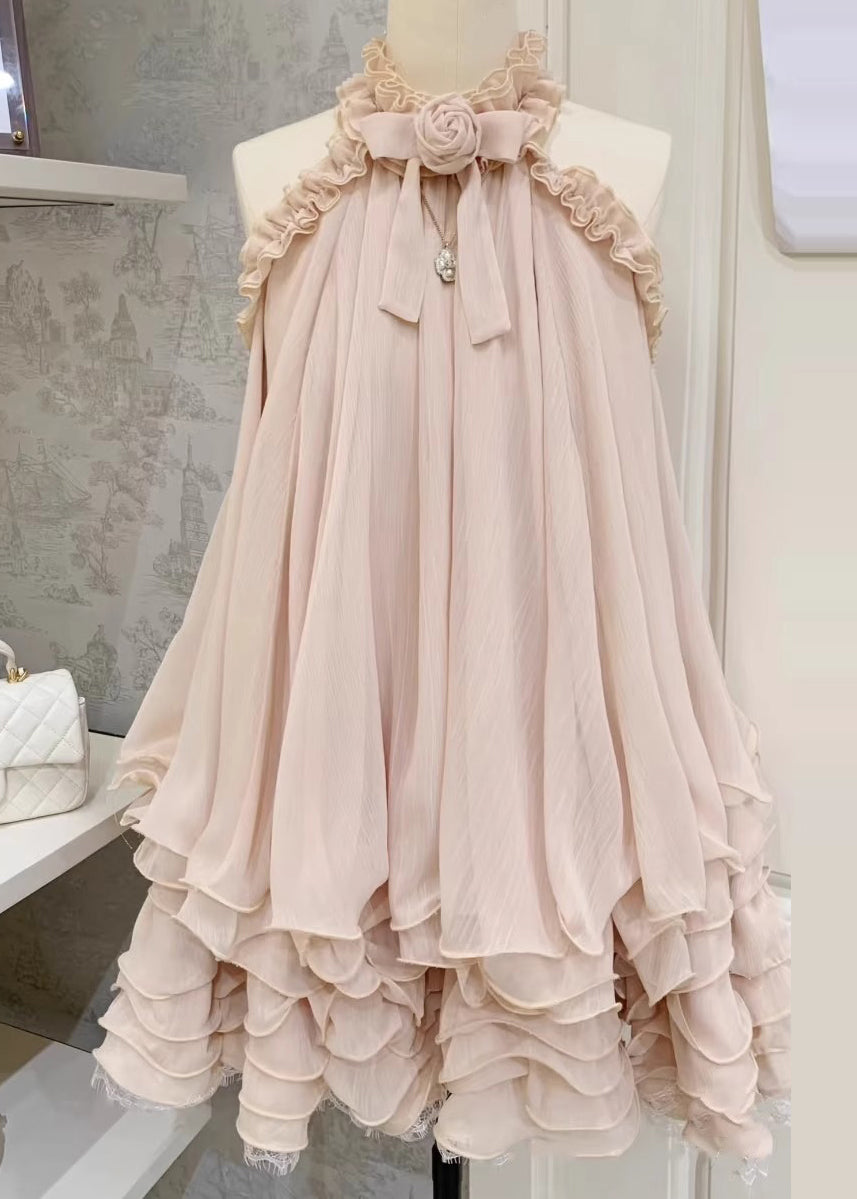 Nude Cold Shoulder Halter Tops Summer