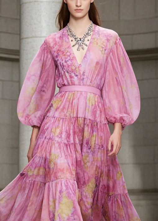 Italian Pink Cinched Exra Large Hem Cotton Blend Dress Fall