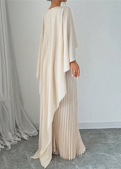 Modern Beige O-neck Maxi Dresses Spring