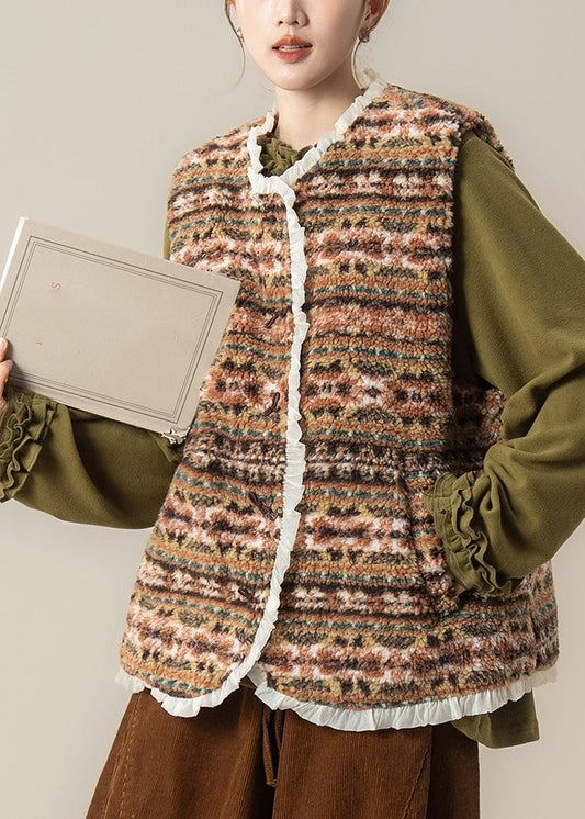 Green Pockets Faux Fur Waistcoat Winter