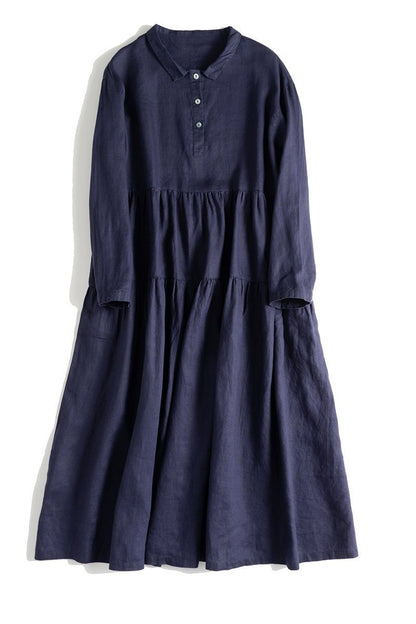 Organic Linen Long Sleeve Dress