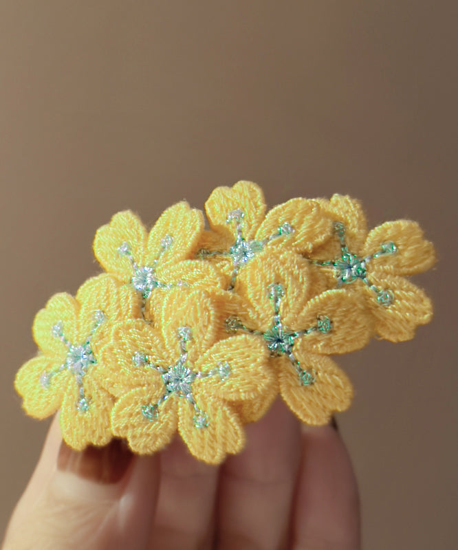 Yellow Knit Embroidery Hairpin
