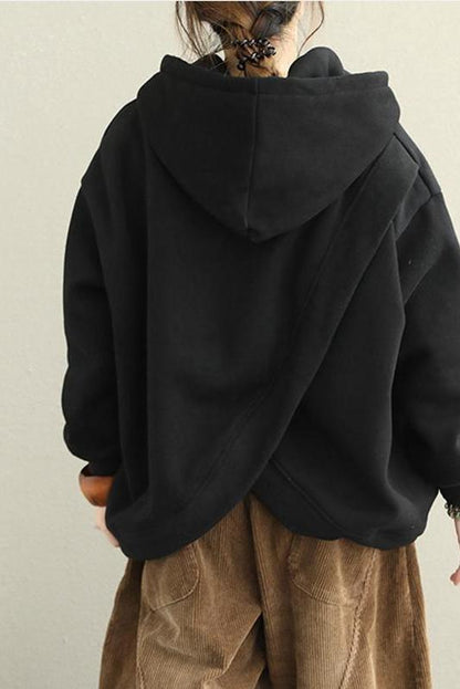 Loose Hoodie Brushed Cotton Fleece Warm Tops