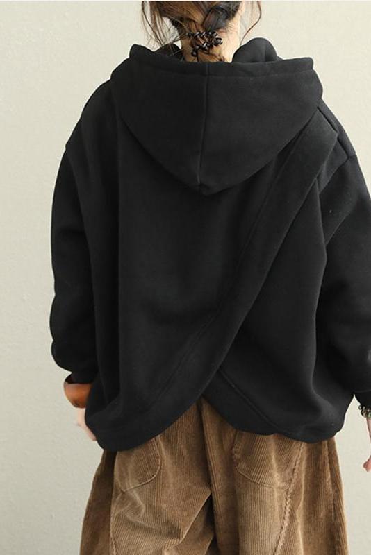 Loose Hoodie Brushed Cotton Fleece Warm Tops