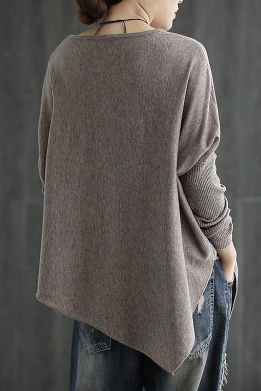 Pure Color Irregular Hem Sweater