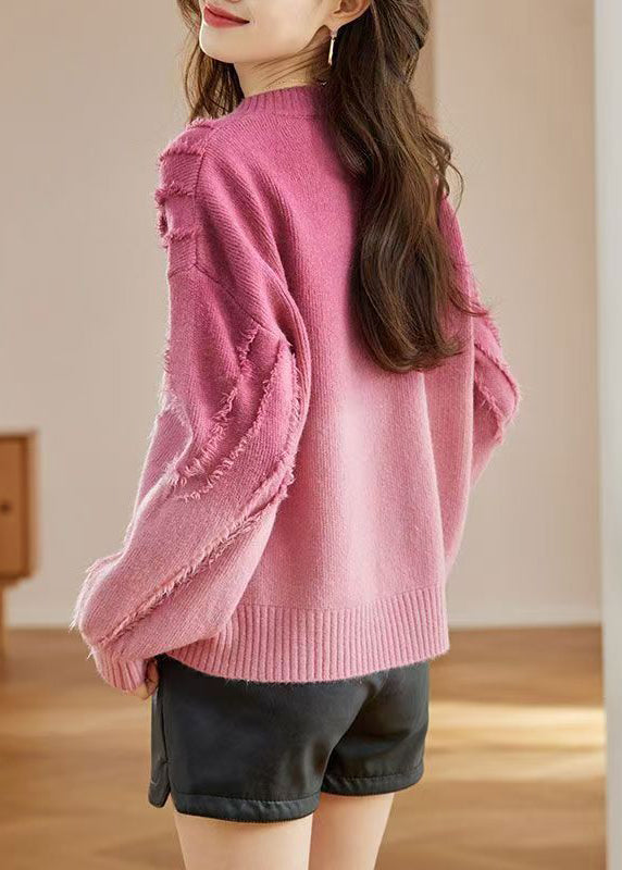 Rose Tasseled Cozy Wool Knit Sweater Fall
