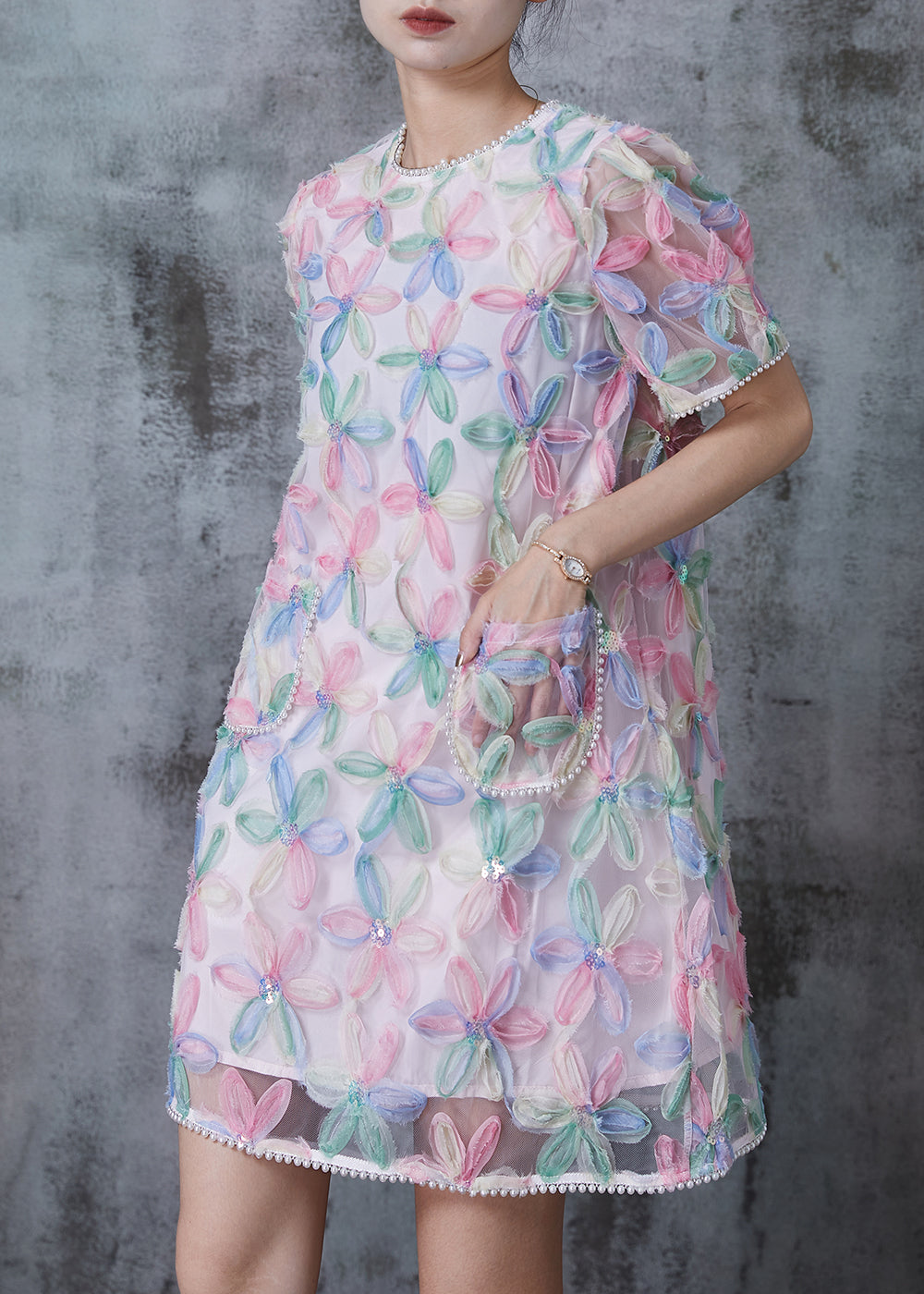 Rainbow Puff Sleeve Tulle Tea Dress Summer