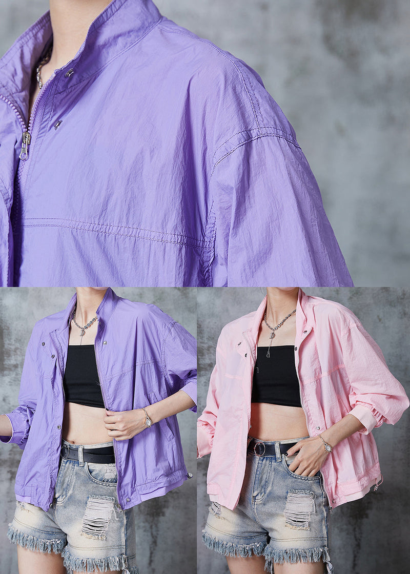Pink Spandex Upf 50+ Coat Jacket Drawstring Summer