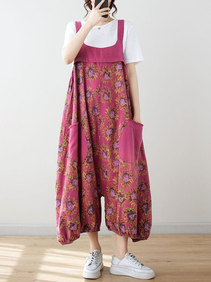 Summer Artsy Spliced Loose Jumpsuits